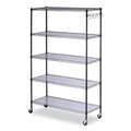 Alera ALESW654818BA 18 in. x 48 in. x 72 in. Five-Shelf Wire Shelving Kit with Caster and Shelf Liners - Black Anthracite image number 0