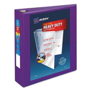 Avery 3 One Touch EZD Rings 2 in. Capacity 11 in. x 8.5 in. Heavy-Duty View Binder with DuraHinge - Purple