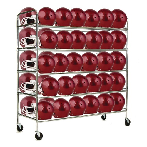 Utility Carts | Champion Sports FBHC 24 in. x 61 in. x 65 in. 176 lb Capacity 60 Helmet Football Cart - Chrome image number 0