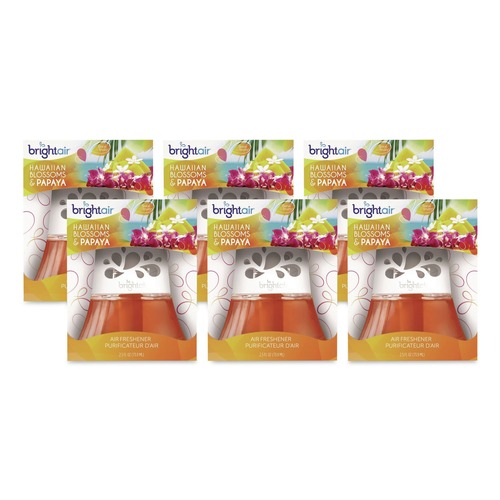 Cleaning & Janitorial Supplies | BRIGHT Air BRI 900021 2.5 oz. Scented Oil Air Freshener - Hawaiian Blossoms and Papaya, Orange (6/Carton) image number 0