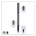 Pens | uni-ball 60027 Deluxe Extra-Fine 0.5 mm Rollerball Pen - Blue Ink/Metallic Gray/Black/Blue Barrel (1-Dozen) image number 3