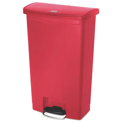 Trash & Waste Bins | Rubbermaid Commercial 1883568 Streamline 18-Gallon Front Step Style Resin Step-On Container - Red image number 0