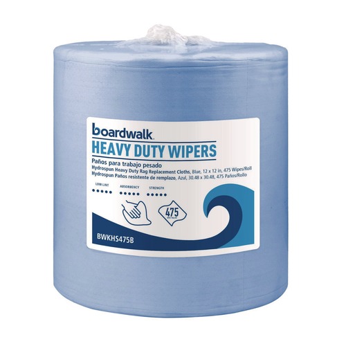 Office Jansan | Boardwalk HS475B 12 in. x 12 in. Heavy Duty Hydrospun Wipers - Blue (475/Roll) image number 0