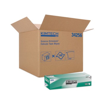 Kimtech 34256 Kimwipes 14-7/10 in. x 16-3/5 in. 1-Ply Delicate Task Wipers (15 Boxes/Carton, 140Sheets/Box)