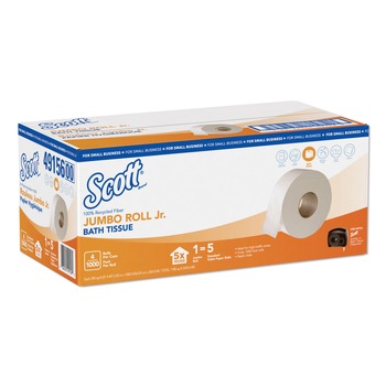PRODUCTS | Scott 49156 Essential 4 Rolls/Carton 1000 ft. 100% Recycled, Septic Safe, 2-Ply, Fiber JRT Bathroom Tissue - White