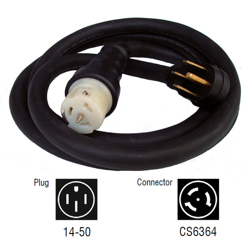 Extension Cords | Generac 6389 50 Amp 25 ft. NEMA 1450 M/Locking CS6364 F Generator Power Cord image number 0