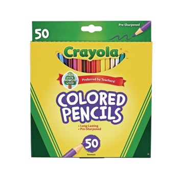 Crayola 3.3 millimeter 2B Long-Length Colored Pencil Set - Assorted Lead/Barrel Colors (50/Box)