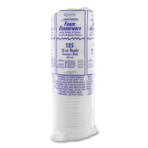 Cutlery | Dart 12BWWCR 10 oz. - 12 oz. Concorde Foam Bowl - White (1000/Carton) image number 0