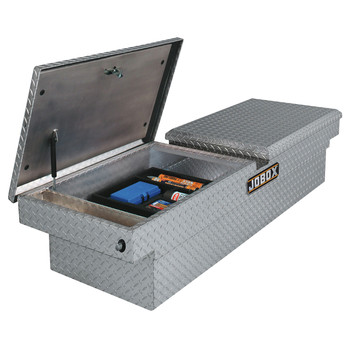 TRUCK BOXES | JOBOX PAC1598000 Aluminum Rear-Hinged Dual Lid Full-size Crossover Truck Box (Bright)
