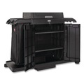 Cleaning Carts | Rubbermaid Commercial 2202587 24.4 in. x 62.4 in. x 56.9 in. 4-Shelf Housekeeping Cart with Hood and Doors - Black image number 2