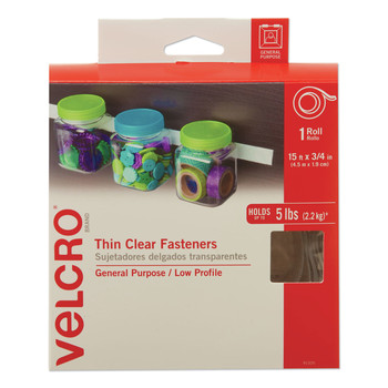 Velcro 0.75 in. x 15 ft. Removable Adhesive Sticky-Back Fasteners - Clear (1-Roll)