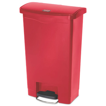 TRASH WASTE BINS | Rubbermaid Commercial 1883566 Slim Jim Resin Step-On Container, Front Step Style, 13 Gal, Red