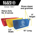 Cases and Bags | Klein Tools 5539CPAK 3-Piece Assorted Canvas Zipper Bags - Red, Blue, Yellow image number 1
