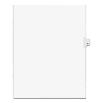 Avery 01060 11 in. x 8.5 in. 10-Tab 60 Tab Titles Avery Style Preprinted Legal Exhibit Side Tab Index Dividers - White (25-Piece/Pack)