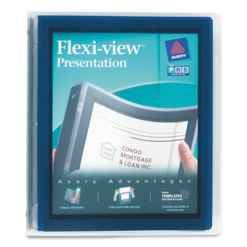 Avery 3 Round Rings 1 in. Capacity 11 in. x 8.5 in. Flexi-View Binder - Navy Blue