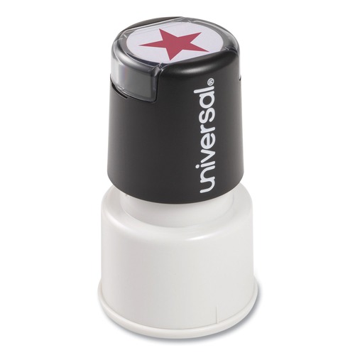  | Universal UNV10081 Pre-Inked/Re-Inkable STAR Round Message Stamp - Red image number 0
