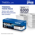 Ink & Toner | Brother TN830XL2PK 3,000 Page-Yield High-Yield Toner - Black (2/Pack) image number 3