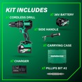 Metabo HPT Clearance | Metabo HPT DV36DCM 36V MultiVolt Lithium-Ion Brushless 1/2 in. Cordless Hammer Drill Kit (2.5 Ah/5 Ah) image number 2