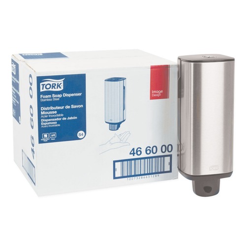 Cleaning & Janitorial Supplies | Tork 466000 4.25 in. x 4.25 in. x 11.38 in. 1 Liter Bottle 33 oz. Bottle Foam Skincare Manual Dispenser - Stainless Steel image number 0