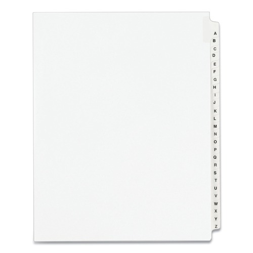 Office Jansan | Avery 01400 11 in. x 8.5 in. 26-Tab A to Z Avery Style Preprinted Legal Exhibit Side Tab Index Dividers - White (1-Set) image number 0