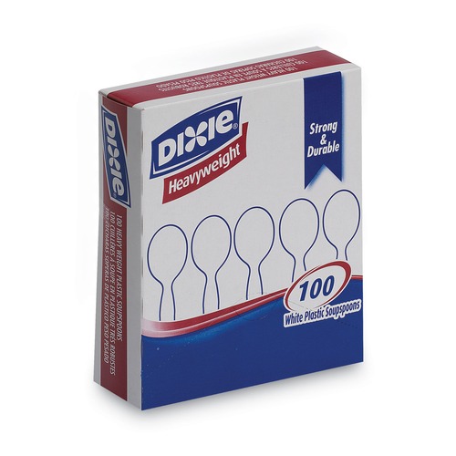 Dixie SH207 Plastic Heavyweight Soup Spoons - White (100/Box) image number 0