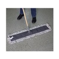 Mops | Boardwalk BWK1636 36 in. x 5 in. Disposable Cotton/Synthetic Dust Mop Head With Sewn Center Fringe - White image number 5