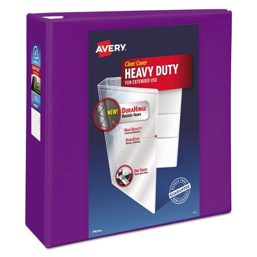 Office Jansan | Avery 79813 3 Locking One Touch EZD Rings 4 in. Capacity 11 in. x 8.5 in. Heavy-Duty View Binder with DuraHinge - Purple image number 0
