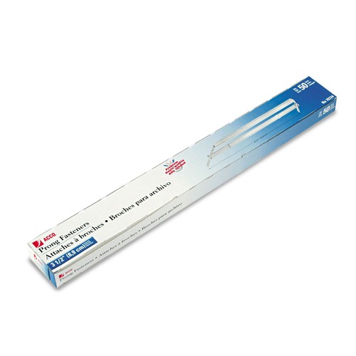 Office Jansan | ACCO A7070724H 3.5 in. Capacity 8.5 in. Center to Center Premium Two-Prong Paper Fastener Base and Compressor Sets - Silver (50/Box) image number 0