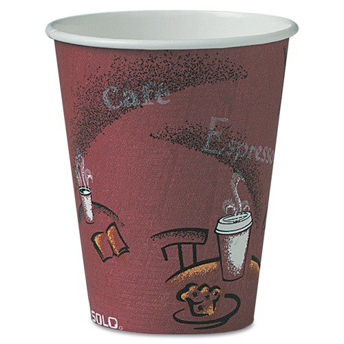 Beat the Heat Sale | SOLO OF8BI-0041 Bistro Design Hot Drink Cups, Paper, 8oz, Maroon (500/Carton) image number 0