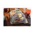 Food Service | Pactiv Corp. DC109330B000 34 oz. 3 Compartment Base/Lid 10.5 in. x 9.5 in. x 3 in. Vented Dual Color Microwavable Plastic Hinged Lid Container - Black/Clear image number 6