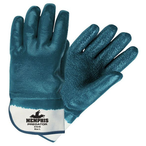 MCR Safety 9761R 24-Piece Predator Premium Nitrile-Coated Gloves - Large, Blue/White image number 0
