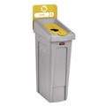 Trash & Waste Bins | Rubbermaid Commercial 2185052 Slim Jim Recycling Station Kit 1-Stream Bottles and Cans 23 gal Plastic Yellow/Gray image number 1