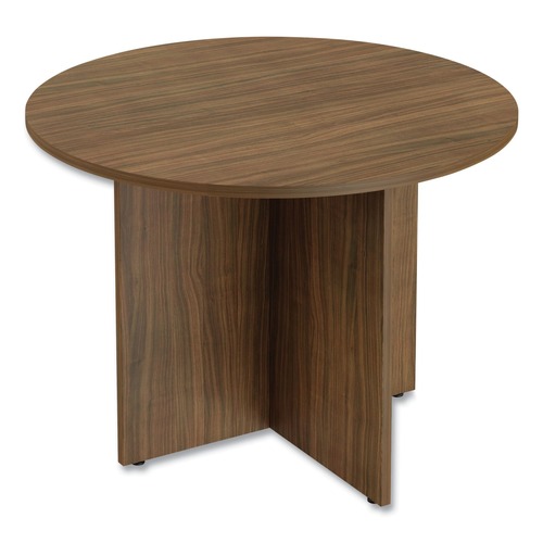  | Alera ALEVA7142WA 42 in. x 29.5 in. Valencia Round Conference Table with Legs - Modern Walnut image number 0