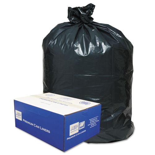 Classic WEBWRM48 56 Gallon 0.9 mil 43 in. x 47 in. Linear Low-Density Can Liners - Black (100/Carton) image number 0