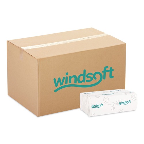 Paper Towels and Napkins | Windsoft 101C 10.2 in. x 13.25 in. 1-Ply C-Fold Paper Towels - White (200/Pack, 12 Packs/Carton) image number 0