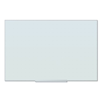 U Brands 35 in. x 23 in. Floating Glass Ghost Grid Dry Erase Board - White