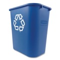 Trash Cans | Rubbermaid Commercial FG295673BLUE 28.13-Quart Rectangular Deskside Recycling Container - Medium, Blue image number 4