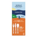 Cutlery | World Centric AS-PS-R Plastic Fork/Knife/Spoon Medium Heavyweight TPLA Cutlery - Light Beige (24/Pack) image number 0