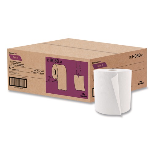 Cleaning & Janitorial Supplies | Cascades PRO H080 7.9 in. x 800 ft. 1-Ply Select Roll Paper Towels - White (6 Rolls/Carton) image number 0
