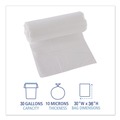 Trash Bags | Boardwalk Z6036MN GR1 30 Gallon 10 mic 30 in. x 36 in. Perforated Roll High Density Can Liners - Natural (25 Bags/Roll, 20 Rolls/Carton) image number 8