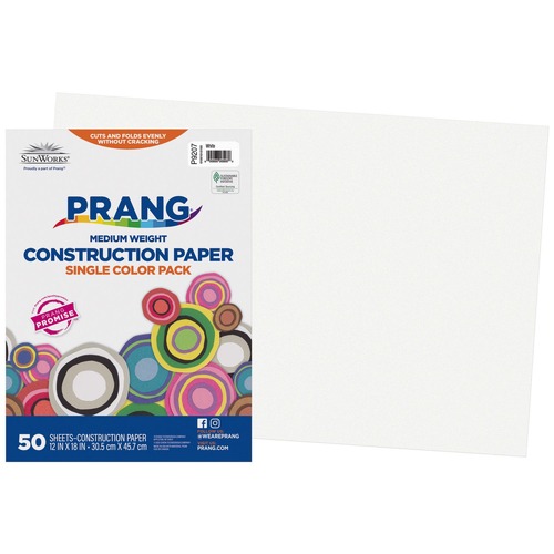 Cleaning & Janitorial Supplies | Prang P9207 12 in. x 18 in. 50 lbs. Text Weight SunWorks Construction Paper - White (25 Packs/Carton) image number 0