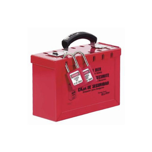 Jobsite Accessories | Master Lock 498A 6 in. x 9-1/4 in. x 3-3/4 in. Metal Group Lock Box, Red image number 0