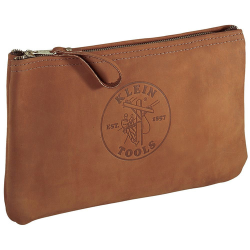 Cases and Bags | Klein Tools 5139L 12-1/2 in. Top-Grain Leather Zipper Bag - Brown image number 0