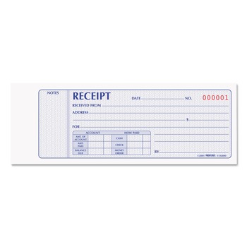 Rediform 7 in. x 2.75 in. Two-Part Carbonless Receipt Book