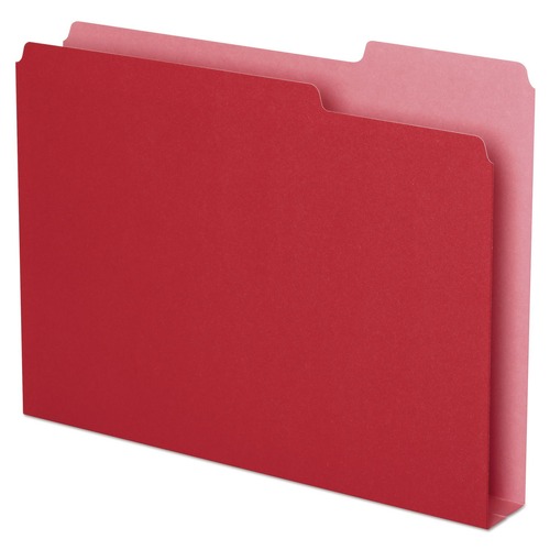 Office Jansan | Pendaflex 54454 1.5 in. Expansion 1/3-Cut Assorted Tabs Double Stuff Letter File Folders - Red (50/Pack) image number 0
