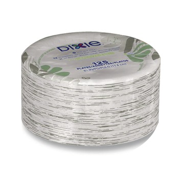 Dixie Pathways Soak-Proof Shield WiseSize 6.88 in. Paper Plates - Green/Burgundy (125/Pack)