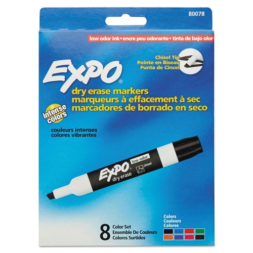 Office Jansan | EXPO 80078A Broad Chisel Tip Low-Odor Dry-Erase Marker - Assorted Colors (8/Set) image number 0