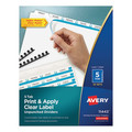 Office Jansan | Avery 11443 Index Maker 11 in. x 8.5 in. 5-Tab Print and Apply Clear Label Unpunched Dividers - White (25/Box) image number 0