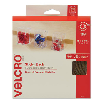 Velcro 0.75 in. x 15 ft. Removable Adhesive Sticky-Back Fasteners with Dispenser - Beige (1-Roll)