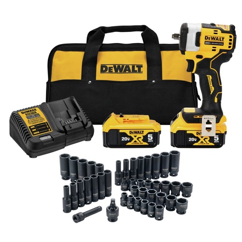 Impact Wrenches | Dewalt DCF913P2DWMT19248-BNDL 20V MAX Lithium-Ion 3/8 in. Cordless Impact Wrench Kit with (2) 5 Ah Batteries and (42-Piece) 6-Point 3/8 in. Combination Impact Socket Set Bundle image number 0